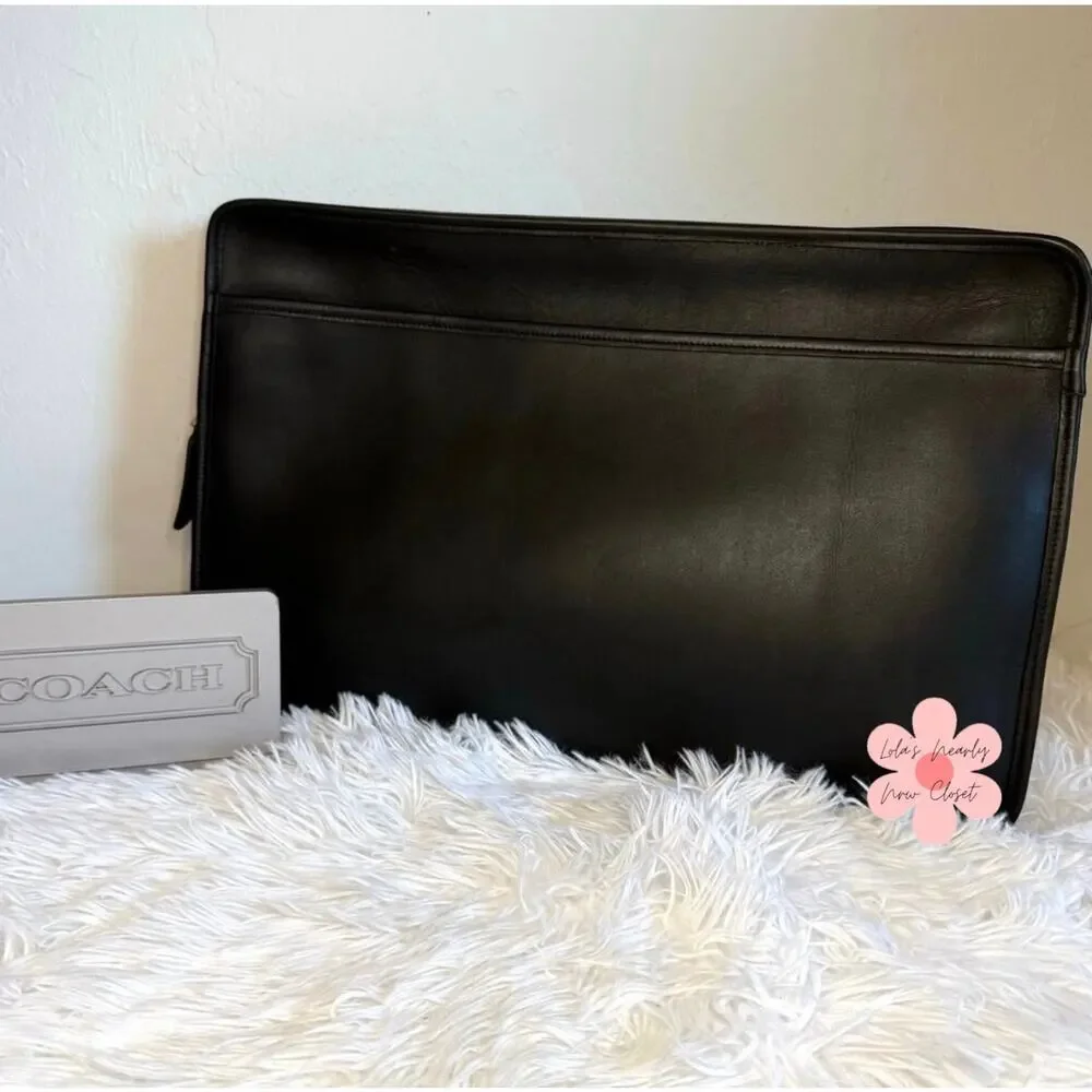 Vintage Coach 5225 Black Leather Document Laptop Portfolio Brief Case USA 1995